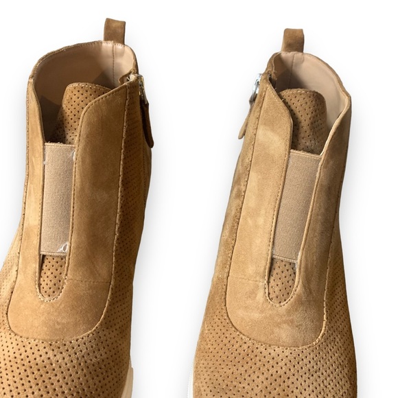 Linea Paolo Anna Tan Perf Kid Suede Heeled Booties - Picture 5 of 14